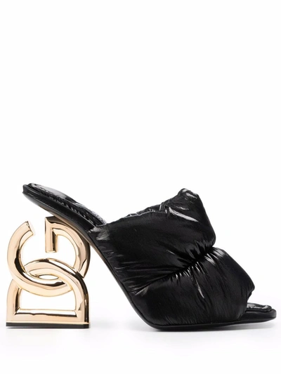 Shop Dolce & Gabbana Dg Heel Mules In Black