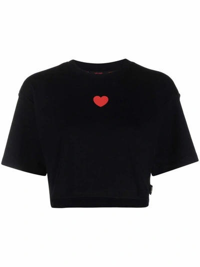 Shop Gcds T-shirt With Crop Print In Black
