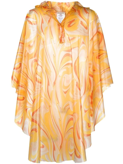 Shop Emilio Pucci Waterproof Cape With Print In Yellow & Orange
