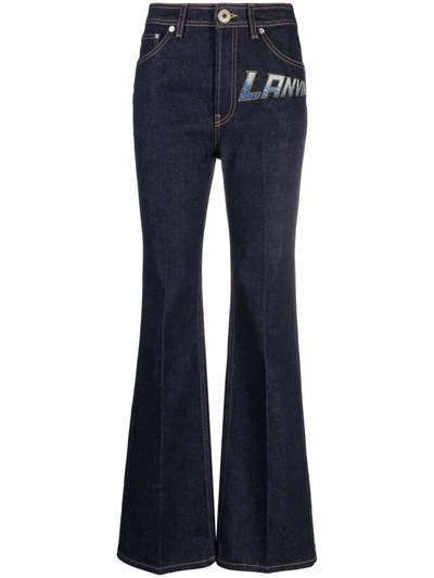 Shop Lanvin Straight Jeans With Print In Blue