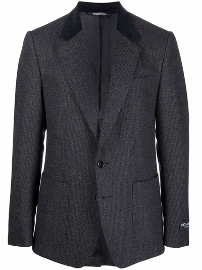 Shop Dolce & Gabbana Blazer With Contrasting Lapels In Grey