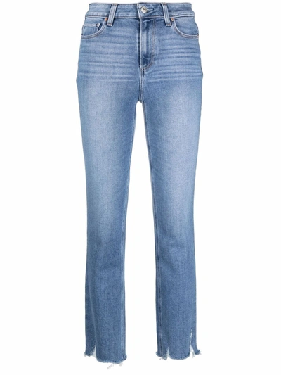 Shop Paige Mid-rise Straight Jeans In Blue