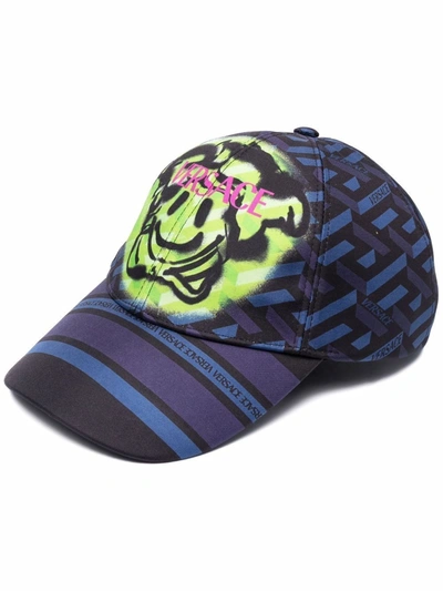 Shop Versace Baseball Cap With Print In Blue