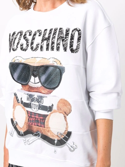 Shop Moschino Toy Bear Sweatshirt In White
