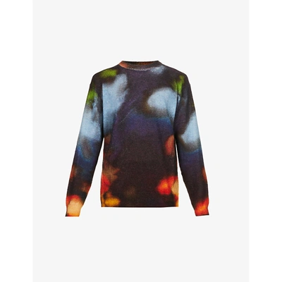 Shop Paul Smith Abstract-print Crewneck Knitted Jumper In Black