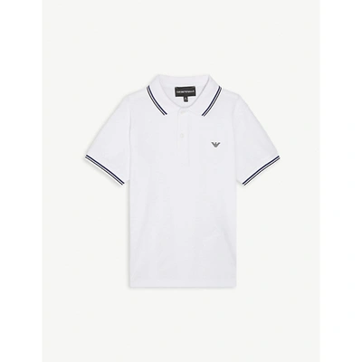 Shop Emporio Armani Boys Bianco Ottico Kids Logo-print Stretch-cotton Polo Shirt 4-16 Years 6 Years
