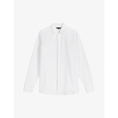 Shop Ted Baker Topmark Cotton Shirt In White