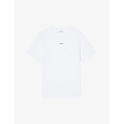 Shop Sandro Mens Naturels Logo-embroidered Crewneck Cotton-jersey T-shirt