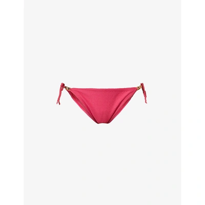 Shop Heidi Klein Womens Pink Melides Mid-rise Recycled Polyamide-blend Bikini Bottoms S