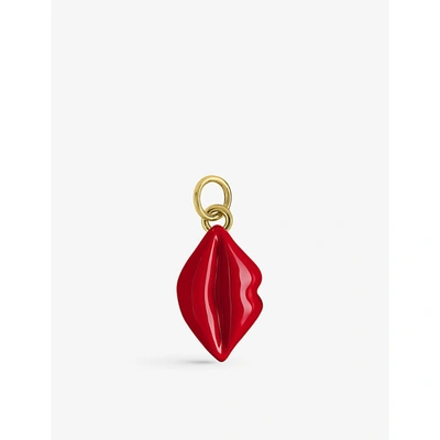 Christian Louboutin Sooooo Glow Lips Gold-tone And Resin Charm In Lips