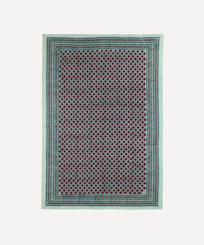 Shop Doing Goods Molly Block-printed Tablecloth In Turquoise