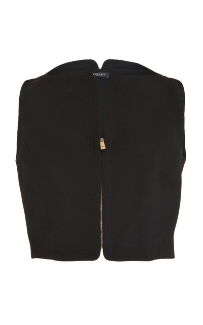 Shop Versace Women's Cropped Wool Vest In Black
