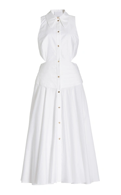 Shop Acler Women's Hayworth Cutout Cotton Midi Shirt Dress In White