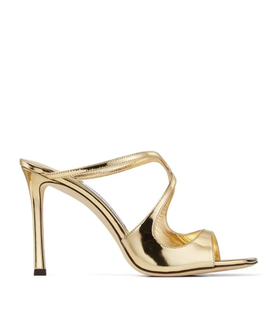 Shop Jimmy Choo Anise 95 Leather Sandals In Gold