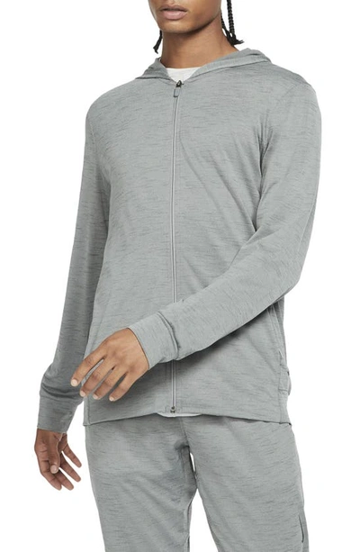 Shop Nike Yoga Dri-fit Zip-up Hoodie In Smoke Grey/ Iron Grey/ Black
