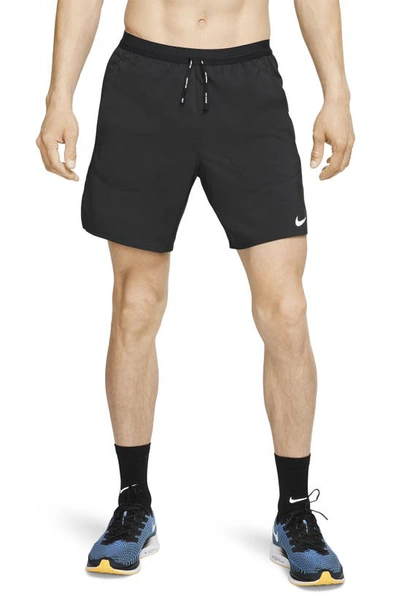 Shop Nike Flex Stride Performance Athletic Shorts In Black/ Black/ Silver