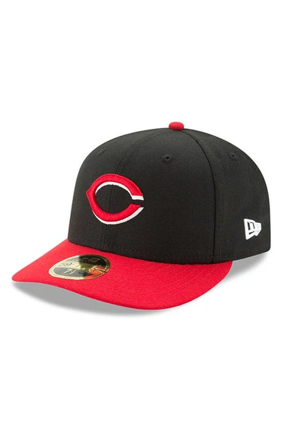 Shop New Era Red Cincinnati Reds Authentic Collection On Field Low Profile Home 59fifty Fitted Hat In Black