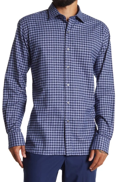 Shop Bugatchi Shaped Fit Check Button-up Shirt In Classic Blue