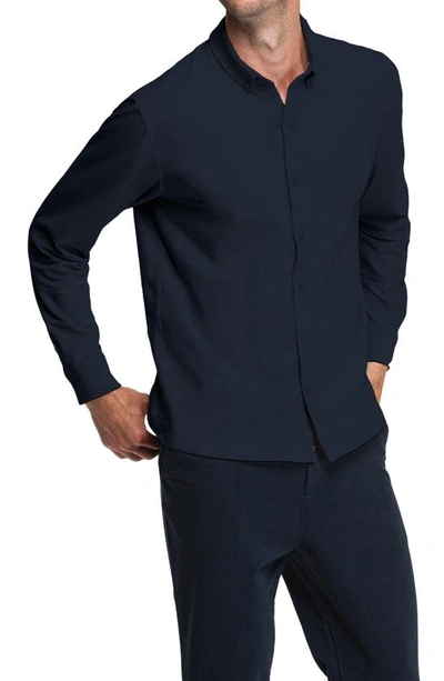 Shop Swet Tailor Mindful Button-down Shirt In Navy