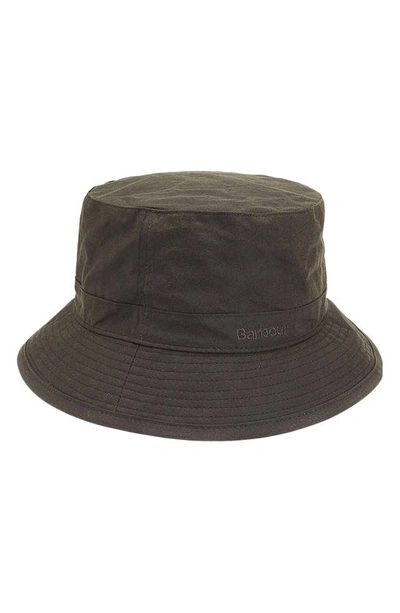 Barbour Waxed Cotton Bucket Hat In Olive