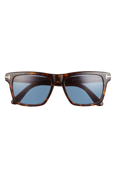 Shop Tom Ford Buckley-02 56mm Square Sunglasses In Havana/ Blue