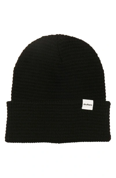 Shop Druthers Organic Cotton Waffle Knit Beanie In Black