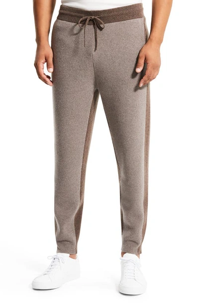 Shop Theory Alcos Wool Blend Sweatpants In Fossil/ Tapir