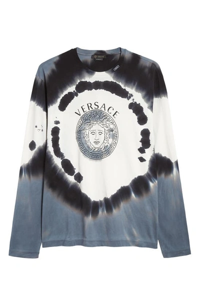 Shop Versace Tie Dye Long Sleeve T-shirt In Blue Multi