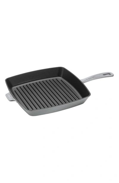 Shop Staub 12-inch Square Enameled Cast Iron Grill Pan In Graphite