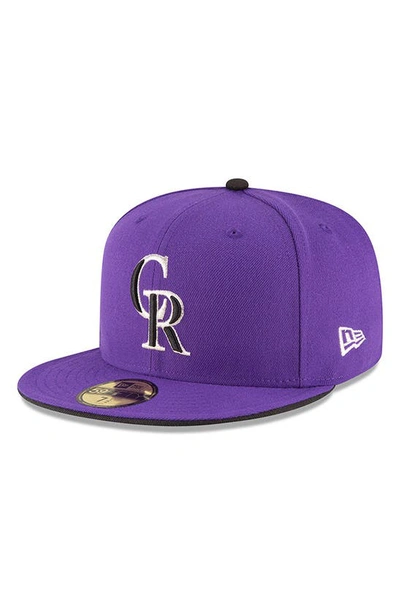 Shop New Era Black Colorado Rockies Authentic Collection On Field 59fifty Structured Hat In Purple