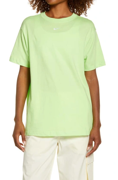 Shop Nike Essential Embroidered Swoosh Cotton T-shirt In Key Lime/ White