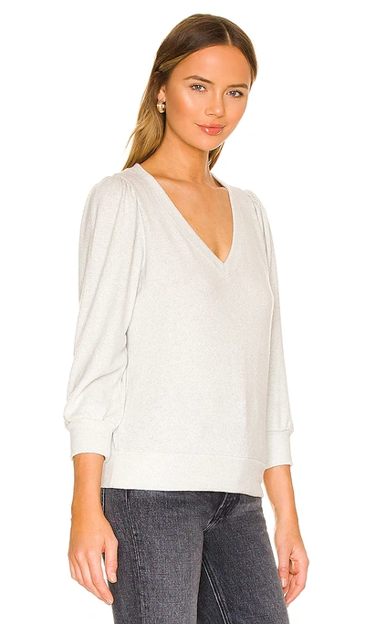 Shop Michael Stars Gabriella V-neck Sweatshirt In Light Grey