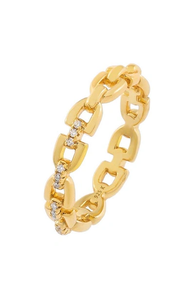 Shop Adinas Jewels Cubic Zirconia Chain Link Ring In Gold