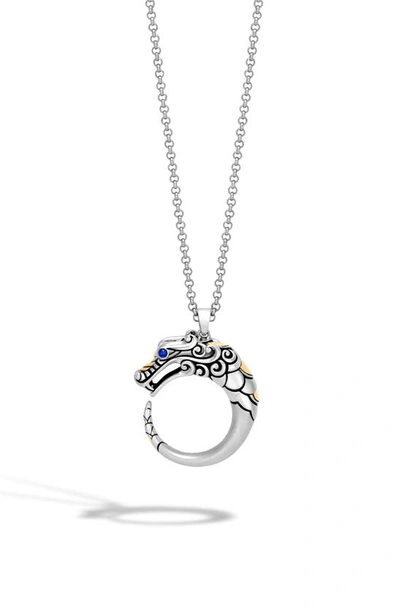 Shop John Hardy Legends Naga Pendant Necklace In Two Tone/ Sapphire