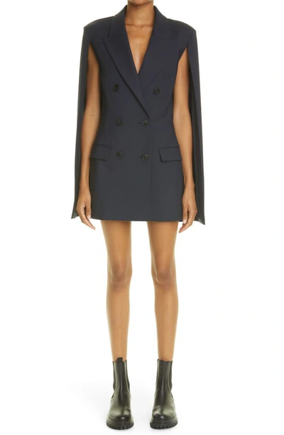 Shop Monse Double Breasted Cape Dress In Midnight