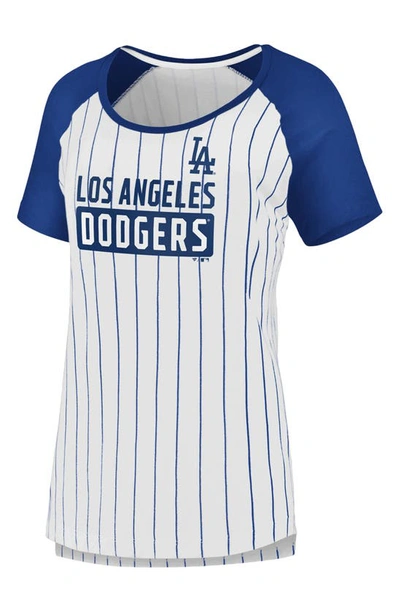 Shop Fanatics Branded White Los Angeles Dodgers Iconic Pinstripe Raglan Scoop Neck T-shirt