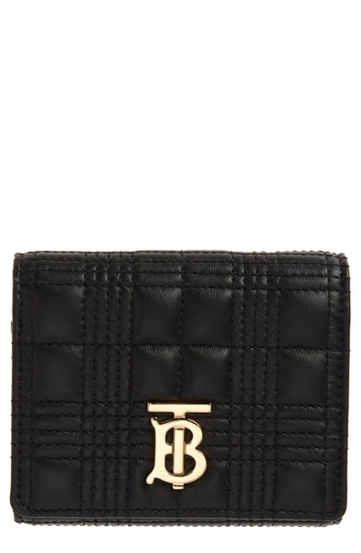 Shop Burberry Lola Quilted Leather Trifold Wallet In Black