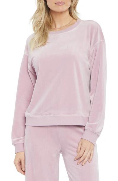 Shop Nydj Basic Velour Sweatshirt In Dawn Pink