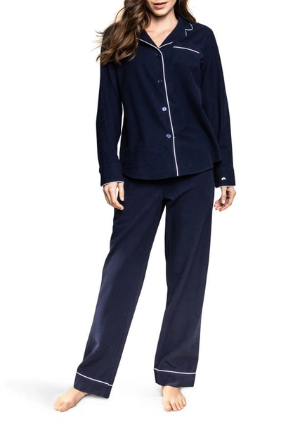 Shop Petite Plume Flannel Pajamas In Navy