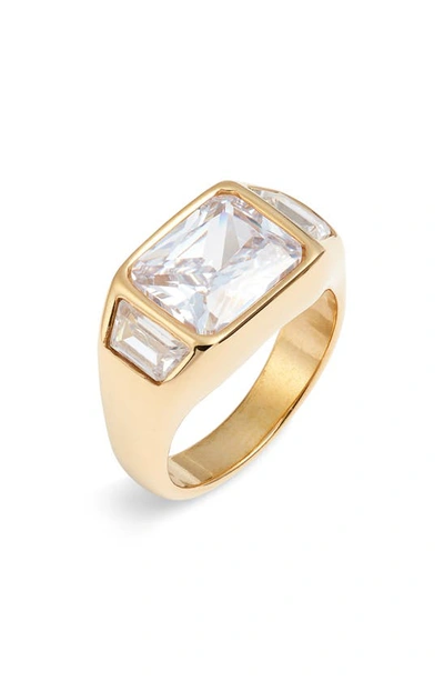 Shop Bracha Pure Romance Cubic Zirconia Signet Ring In Gold