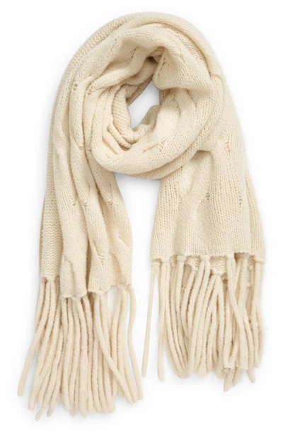 Shop Nordstrom Signature Bare Cable Cashmere Scarf In Ivory Soft