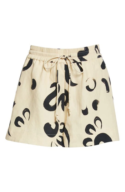 Shop Alemais Brush Stroke Silk & Linen Shorts In Clay