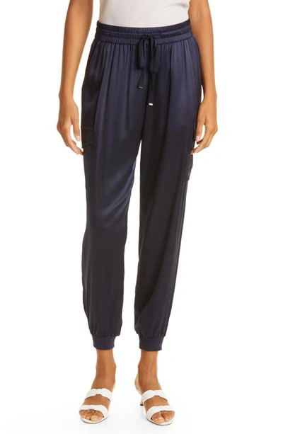 Shop Cami Nyc Elsie Stretch Silk Joggers In Navy