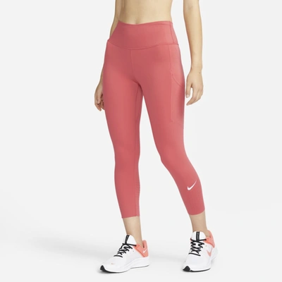 Shop Nike Epic Luxe Women's Mid-rise Crop Pocket Running Leggings In Gypsy Rose