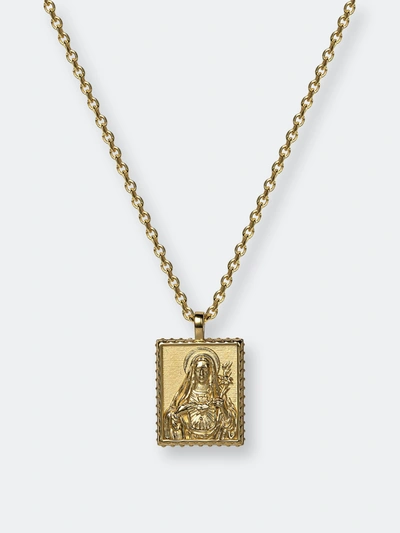 Shop Awe Inspired 14k Yellow Gold Vermeil Mini Mother Mary Tablet Necklace