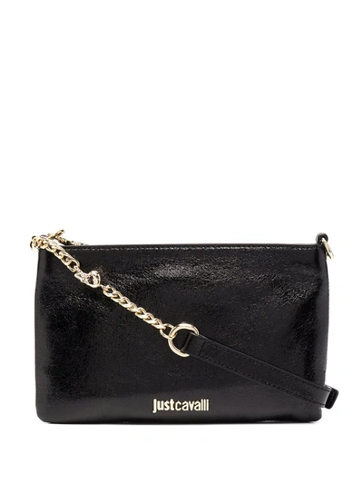 Shop Just Cavalli Logo-plaque Shoulder Bag In 黑色