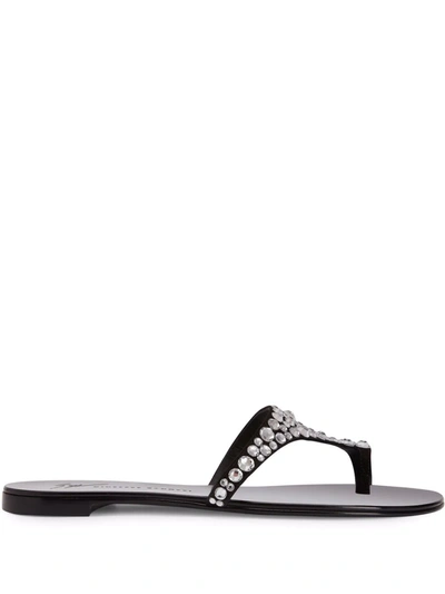Shop Giuseppe Zanotti Nebula Crystal-embellished Sandals In 黑色