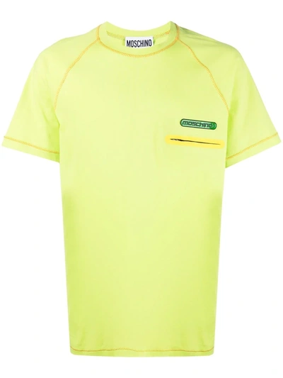 Shop Moschino Logo-patch Cotton T-shirt In Green