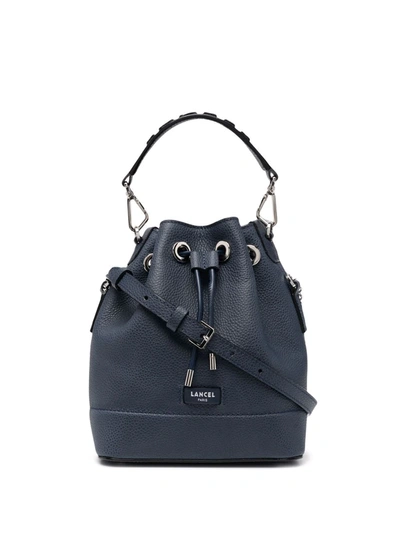 Shop Lancel Leather Bucket Bag In Blue