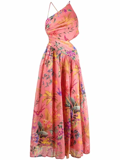 Shop Zimmermann Tropicana One-shoulder Dress In Pink